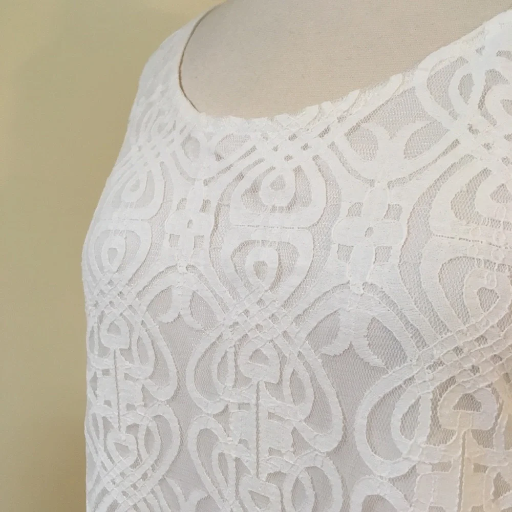 Boho All Over Floral Lace Overlay Shift Dress - Picture 6 of 7